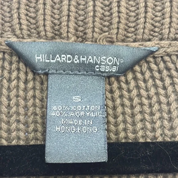 Hillard & Hanson Vintage Brown V-Neck Cardigan Sweater Cable Knit - Picture 3 of 7